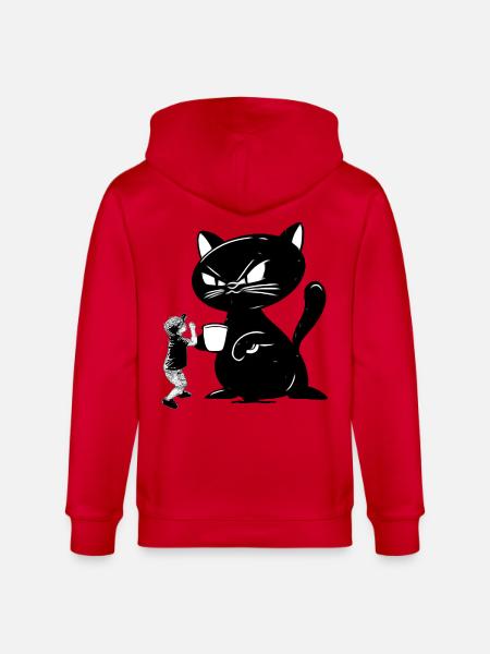 Katze - Stanley/Stella Unisex Bio-Kapuzenjacke CULTIVATOR  - Rot
