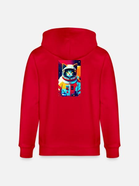 Chat astronaute - Veste à capuche bio CULTIVATOR Stanley/Stella Unisexe - rouge