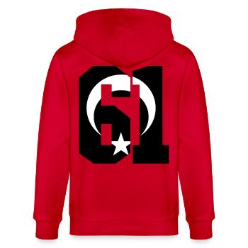 Trabzon 61 Türkiye - Stanley/Stella Unisex Bio-Kapuzenjacke CULTIVATOR  - Rot - Hinten - Anna (173cm)