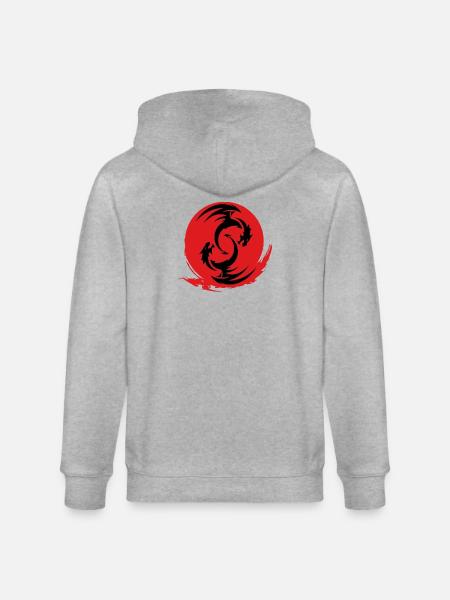 Red Dragon Circle - Stanley/Stella CULTIVATOR Unisex Organic Hooded Jacket - heather grey