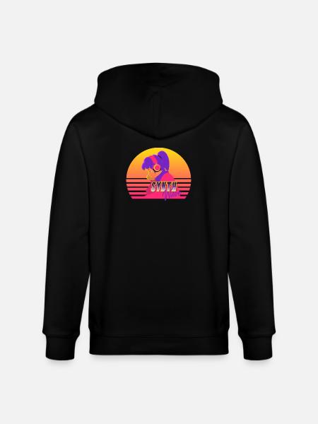 Synthwave Girl - Stanley/Stella CULTIVATOR Unisex Organic Hooded Jacket - black