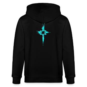 Messianische Juden Judenchristen Davidstern Kreuz - Stanley/Stella Unisex Bio-Kapuzenjacke CULTIVATOR  - Schwarz - Hinten - Anna (173cm)