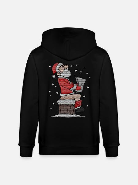 Père Noël assis sur la cheminée drôle - Veste à capuche bio CULTIVATOR Stanley/Stella Unisexe - noir