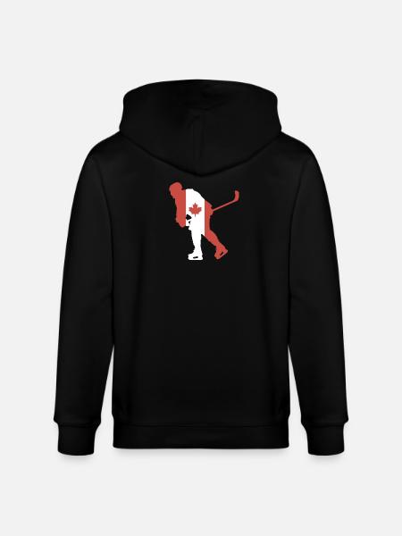 Hockey player Canada flag - Stanley/Stella CULTIVATOR Unisex Organic Hooded Jacket - black