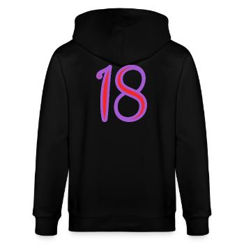 18. 18 ANS. 18e ANNIVERSAIRE. ANNIVERSAIRE 18 ANS. - Veste à capuche bio CULTIVATOR Stanley/Stella Unisexe - noir - Dos - Anna (173cm)