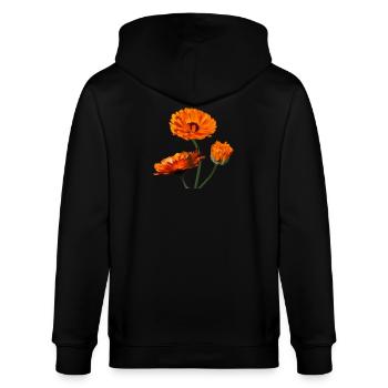 Ringelblumen Ringelblume orangene Blumen - Stanley/Stella Unisex Bio-Kapuzenjacke CULTIVATOR  - Schwarz - Hinten - Anna (173cm)