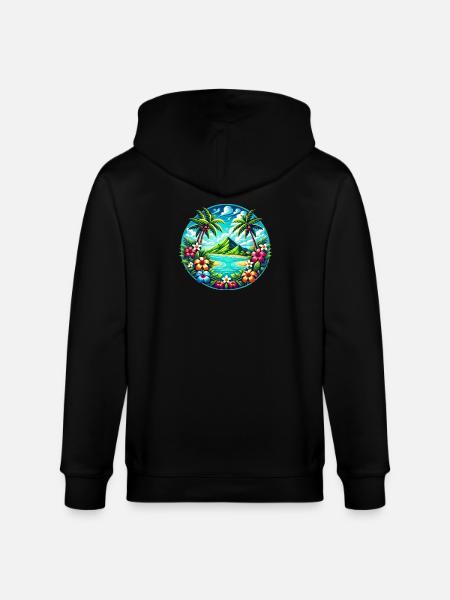 Caribbean Island Logo - Stanley/Stella CULTIVATOR Unisex Organic Hooded Jacket - black