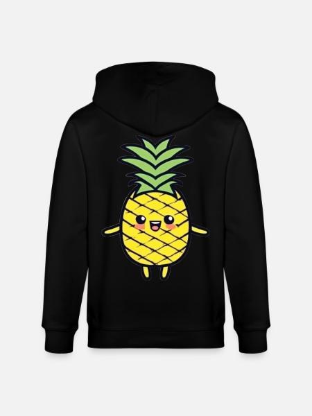 Cheerful Pineapple Cartoon Charm - Stanley/Stella CULTIVATOR Unisex Organic Hooded Jacket - black