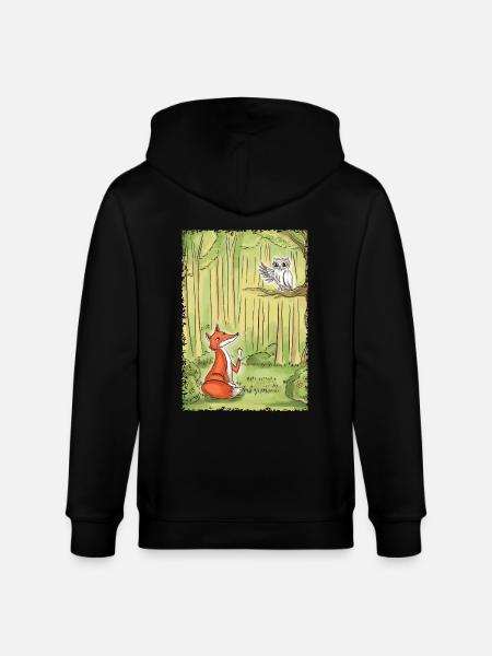 Waldgespräch: Fuchs und Eule - Stanley/Stella Unisex Bio-Kapuzenjacke CULTIVATOR  - Schwarz
