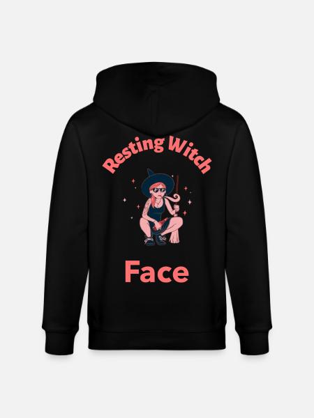 Resting Witch Face Illustration Tee - Stanley/Stella Unisex Bio-Kapuzenjacke CULTIVATOR - Schwarz