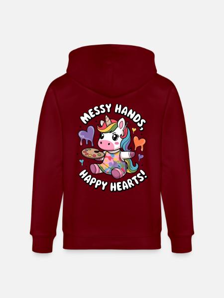 Messy Hands, Happy Hearts! - Stanley/Stella CULTIVATOR Unisex Organic Hooded Jacket - burgundy