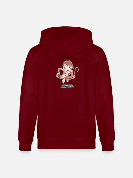 Monkey plays video games - Stanley/Stella CULTIVATOR  Unisex Organic Hooded Jacket - burgundy