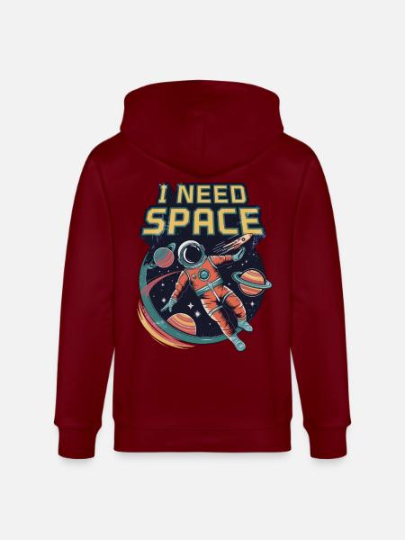 I Need Space - Stanley/Stella CULTIVATOR Unisex Organic Hooded Jacket - burgundy