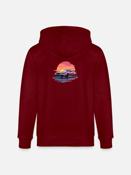 Skyline Sunset - Stanley/Stella CULTIVATOR Unisex Organic Hooded Jacket - burgundy