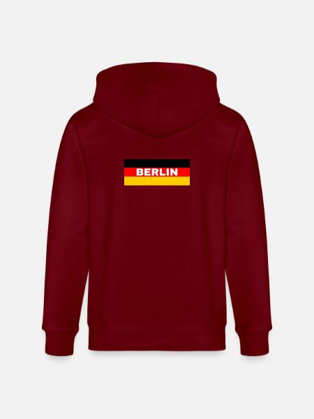 Berlin City in German Flag - Stanley/Stella CULTIVATOR Unisex Organic Hooded Jacket - burgundy