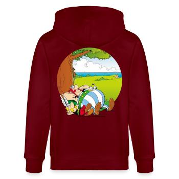 Asterix & Obelix Machen Siesta Mit Idefix - Stanley/Stella Unisex Bio-Kapuzenjacke CULTIVATOR  - Burgunderrot - Hinten - Anna (173cm)