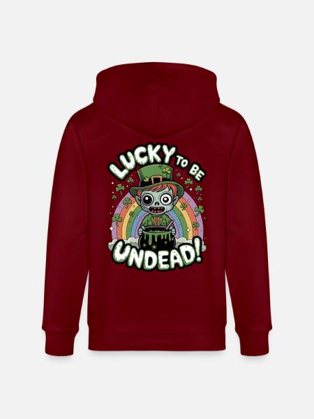 Lucky To Be Undead! - Stanley/Stella CULTIVATOR Unisex Organic Hooded Jacket - burgundy