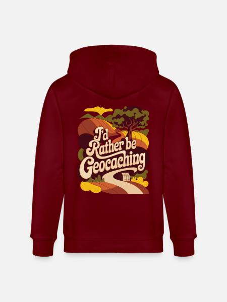 I'd Rather Be Geocaching - Stanley/Stella CULTIVATOR Unisex Organic Hooded Jacket - burgundy