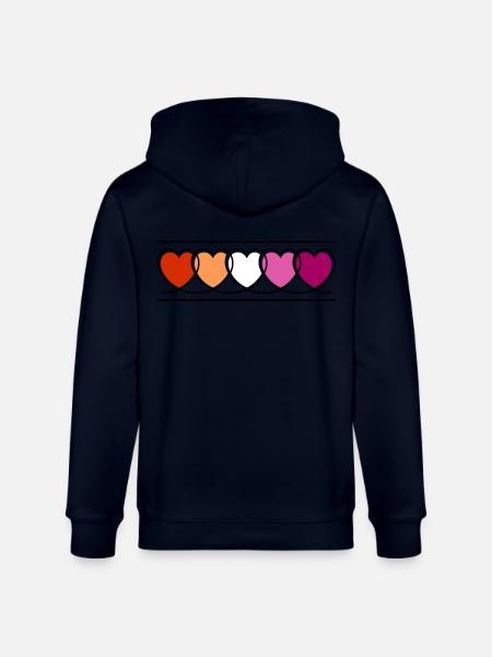 Lesbian Lesbian Hearts - Stanley/Stella CULTIVATOR  Unisex Organic Hooded Jacket - navy