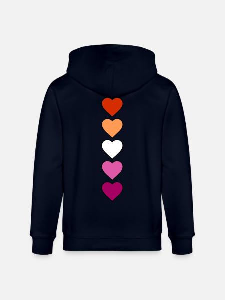 Lesbian Lesbian Hearts - Stanley/Stella CULTIVATOR  Unisex Organic Hooded Jacket - navy