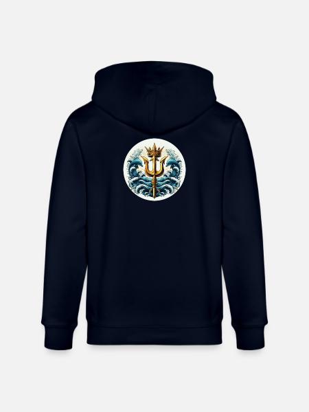 Trident Symbol - Stanley/Stella CULTIVATOR Unisex Organic Hooded Jacket - navy