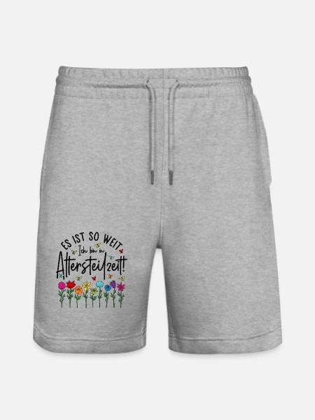 Es ist soweit Ich bin in Altersteilzeit - Blumen - Stanley/Stella Unisex Bio Joggingshorts Trainer - Grau meliert
