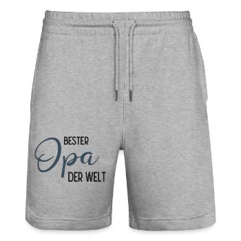 Bester Opa der Welt - Spruchdesign - Stanley/Stella Unisex Bio Joggingshorts Trainer  - Grau meliert - Vorne - Nik (191cm) & Marisol (170cm)