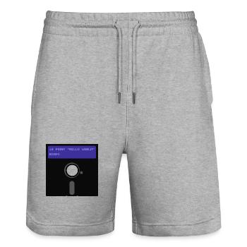 floppy disk - Stanley/Stella Trainer Unisex Organic Jogging Shorts - heather grey - Front - Nik (191cm) & Marisol (170cm)