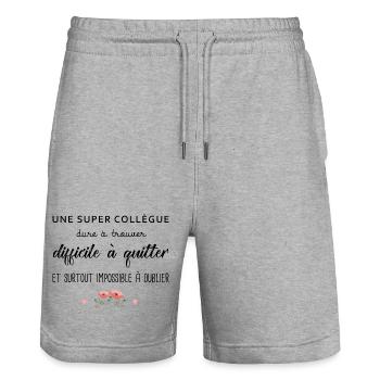 Cadeau Collègue une super collègue cadeau retraite - Short de jogging bio TRAINER Stanley/Stella unisexe - gris chiné - Devant - Nik (191cm) & Marisol (170cm)