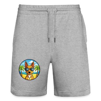 Cirneco Dell Etna Hunderasse Cartoon Sonnenbrille Strand - Stanley/Stella Unisex Bio Joggingshorts Trainer  - Grau meliert - Vorne - Nik (191cm) & Marisol (170cm)