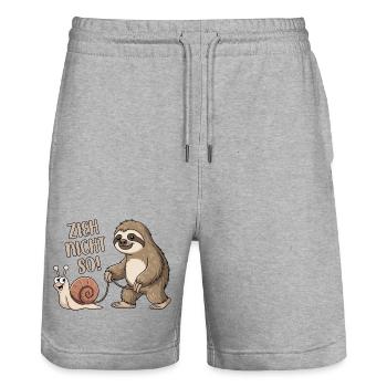Zieh nicht so - Schnecke und Faultier - Stanley/Stella Unisex Bio Joggingshorts Trainer  - Grau meliert - Vorne - Nik (191cm) & Marisol (170cm)