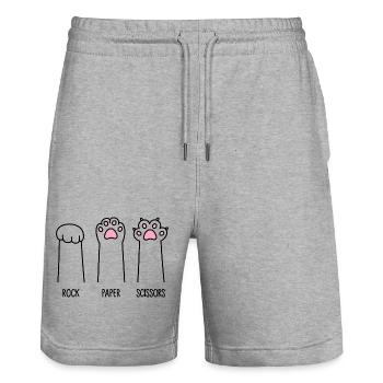 Rock Paper Scissors - Stanley/Stella Trainer Unisex Organic Jogging Shorts - heather grey - Front - Nik (191cm) & Marisol (170cm)