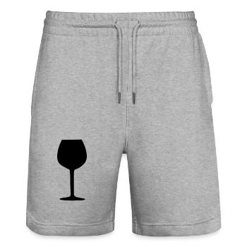 Wine Glass Black Grapevine Wine Gift - Stanley/Stella Trainer Unisex Organic Jogging Shorts - heather grey - Front - Nik (191cm) & Marisol (170cm)