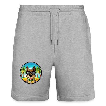 Deutsche Bracke Hunderasse Cartoon Sonnenbrille Strand - Stanley/Stella Unisex Bio Joggingshorts Trainer  - Grau meliert - Vorne - Nik (191cm) & Marisol (170cm)