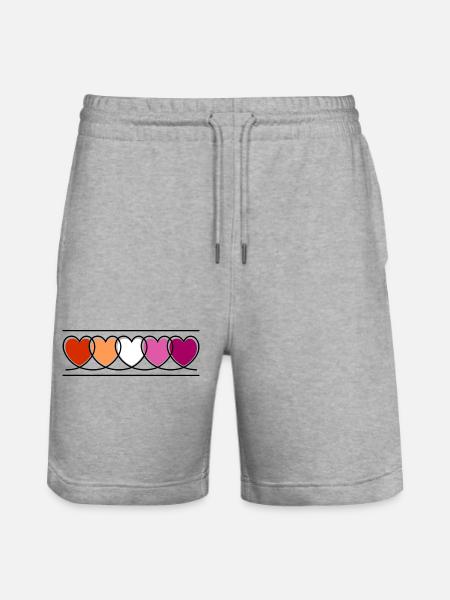 Lesbian Lesbian Hearts - Stanley/Stella Trainer Unisex Organic Jogging Shorts - heather grey