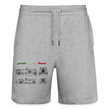 vintage car produced in Italy - Stanley/Stella Trainer Unisex Organic Jogging Shorts - heather grey - Front - Nik (191cm) & Marisol (170cm)