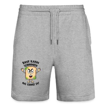 Brot kann schimmeln Was kannst Du Lustige Sprüche - Stanley/Stella Unisex Bio Joggingshorts Trainer  - Grau meliert - Vorne - Nik (191cm) & Marisol (170cm)