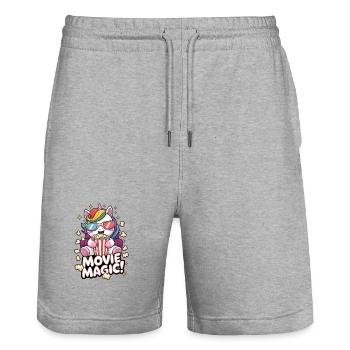 Movie Magic! - Stanley/Stella Trainer Unisex Organic Jogging Shorts - heather grey - Front - Nik (191cm) & Marisol (170cm)
