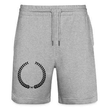 Laurel Wreath Vintage Award Badge Frame Vector - Stanley/Stella Trainer Unisex Organic Jogging Shorts - heather grey - Front - Nik (191cm) & Marisol (170cm)