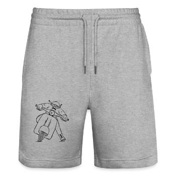 Silhouettes rockers sur le dessin de scooter - Short de jogging bio TRAINER Stanley/Stella unisexe - gris chiné - Devant - Nik (191cm) & Marisol (170cm)