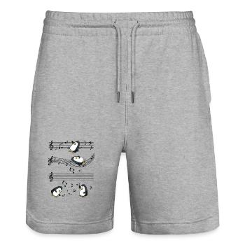 manchot - Short de jogging bio TRAINER Stanley/Stella unisexe - gris chiné - Devant - Nik (191cm) & Marisol (170cm)