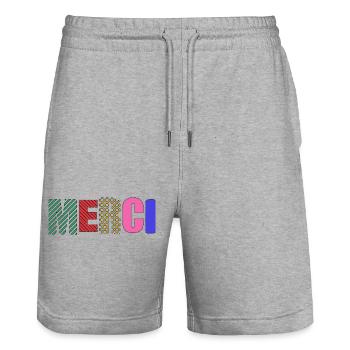 Vielen Dank - Stanley/Stella Unisex Bio Joggingshorts Trainer  - Grau meliert - Vorne - Nik (191cm) & Marisol (170cm)