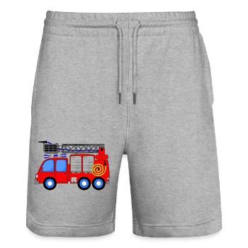 Fire engine children - Stanley/Stella Trainer Unisex Organic Jogging Shorts - heather grey - Front - Nik (191cm) & Marisol (170cm)