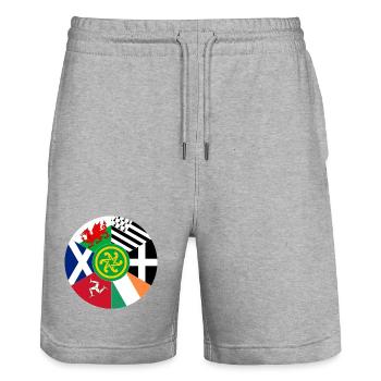 Flaggen der keltischen Nationen, Pan Celtic, Wales, Schottland - Stanley/Stella Unisex Bio Joggingshorts Trainer  - Grau meliert - Vorne - Nik (191cm) & Marisol (170cm)