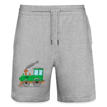 Kinderzug Eisenbahn grün - Stanley/Stella Unisex Bio Joggingshorts Trainer  - Grau meliert - Vorne - Nik (191cm) & Marisol (170cm)