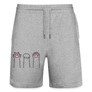 Ciseaux Pierre Papier Patte Patte Jeu Patte Cat Pattes - Short de jogging bio TRAINER Stanley/Stella unisexe - gris chiné - Devant - Nik (191cm) & Marisol (170cm)