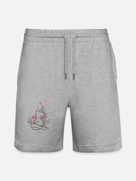 Skin-flowered - Stanley/Stella Trainer Unisex Organic Jogging Shorts - heather grey