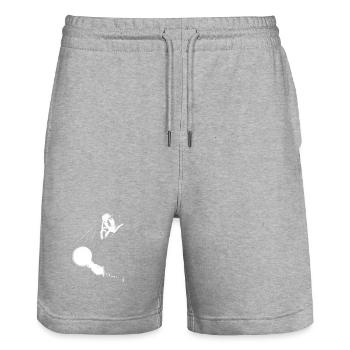 Nikola Tesla mit Glühbirne und Teslaspule - Stanley/Stella Unisex Bio Joggingshorts Trainer  - Grau meliert - Vorne - Nik (191cm) & Marisol (170cm)