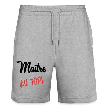MEISTER. MEISTER - Stanley/Stella Unisex Bio Joggingshorts Trainer  - Grau meliert - Vorne - Nik (191cm) & Marisol (170cm)