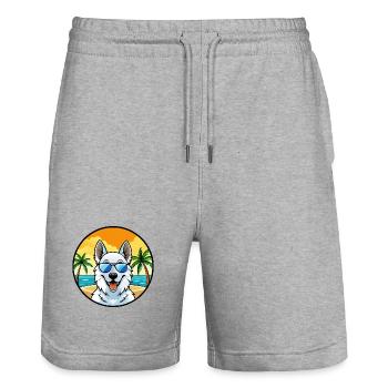 Berger Blanc Suisse Dog Breed Cartoon Sunglasses - Stanley/Stella Trainer Unisex Organic Jogging Shorts - heather grey - Front - Nik (191cm) & Marisol (170cm)